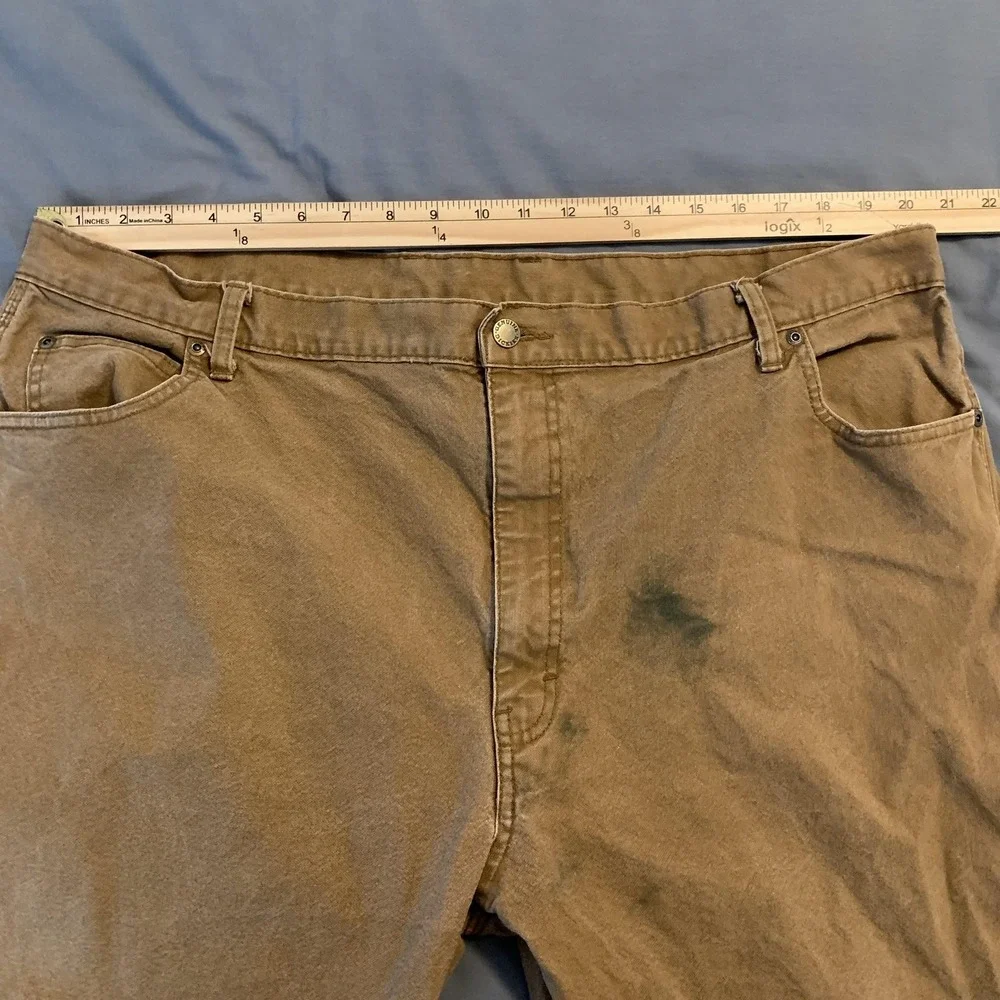 Dickies Carpenter Pants Mens 43x32 Brown Canvas Relaxed Fit Workwear 874 Stretch